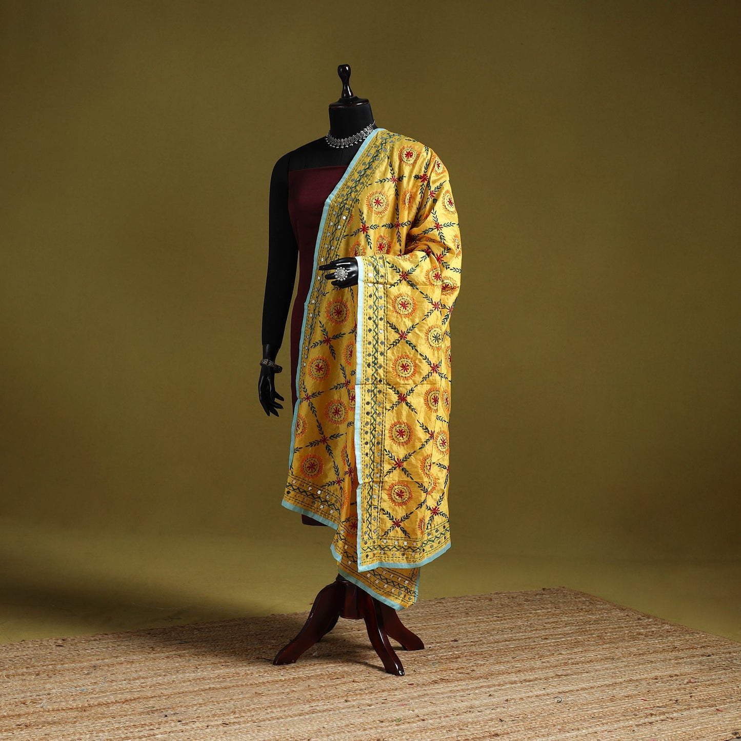 Ranihati chapa work chanderi silk hand embroidery dupatta