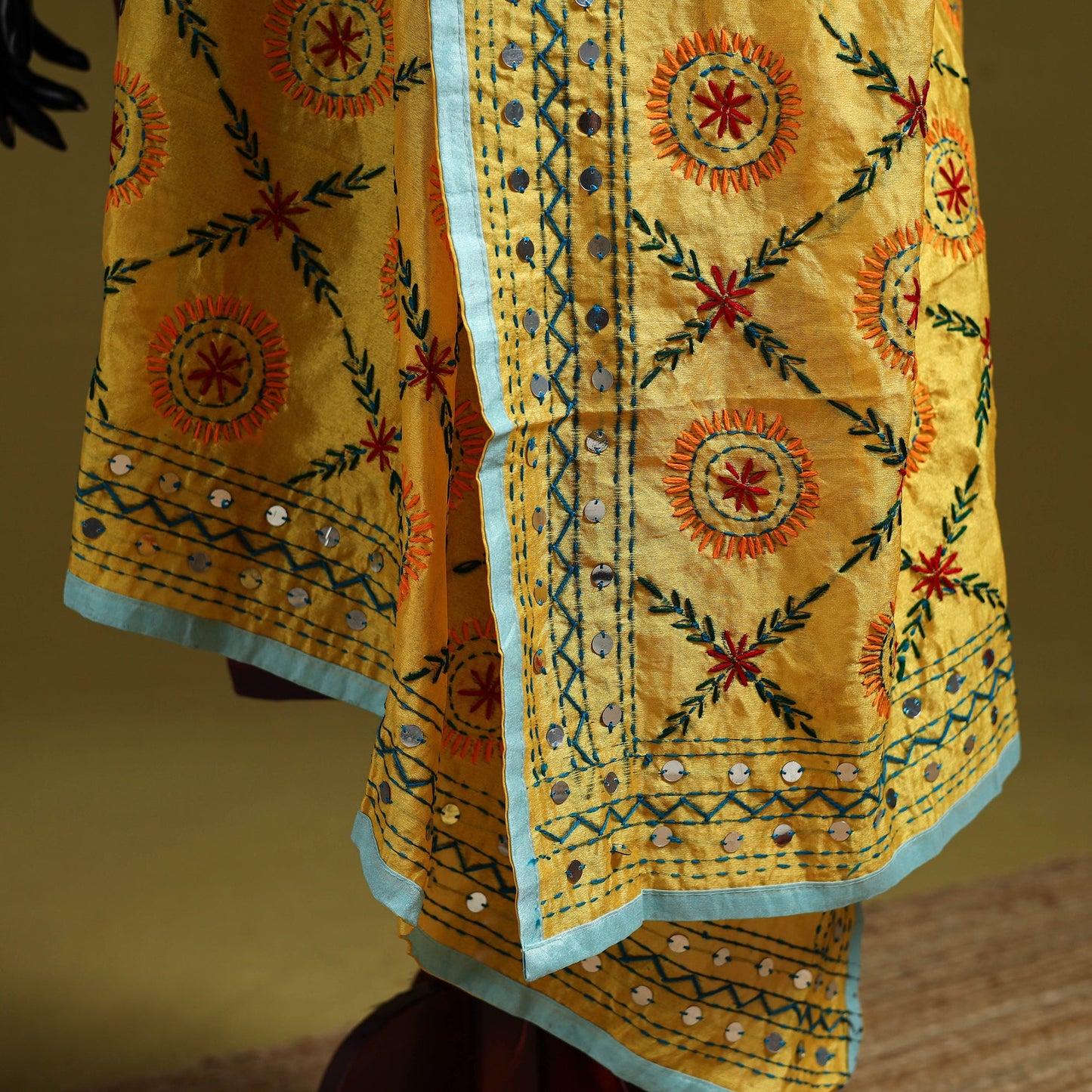 Ranihati chapa work chanderi silk hand embroidery dupatta