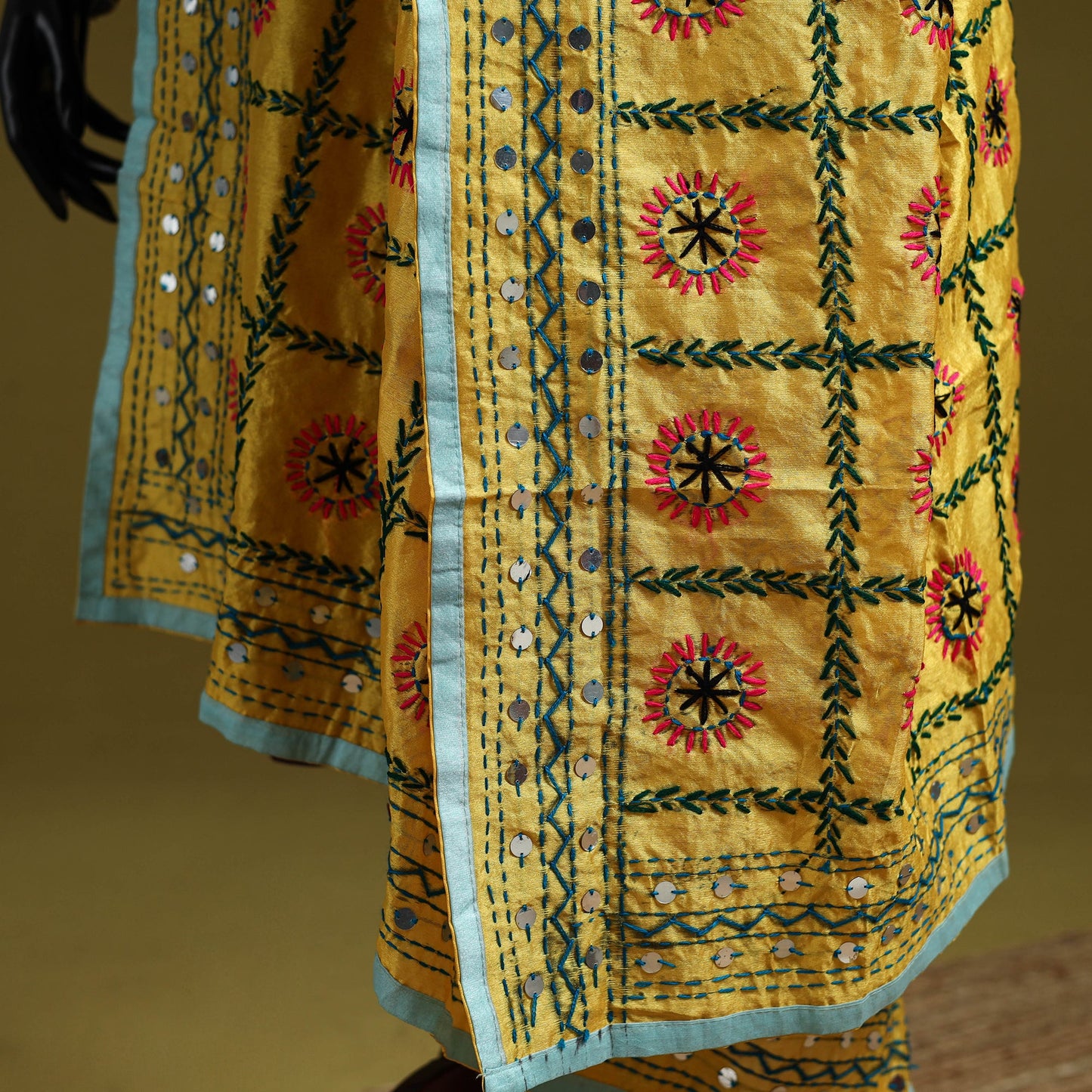 Ranihati chapa work chanderi silk hand embroidery dupatta