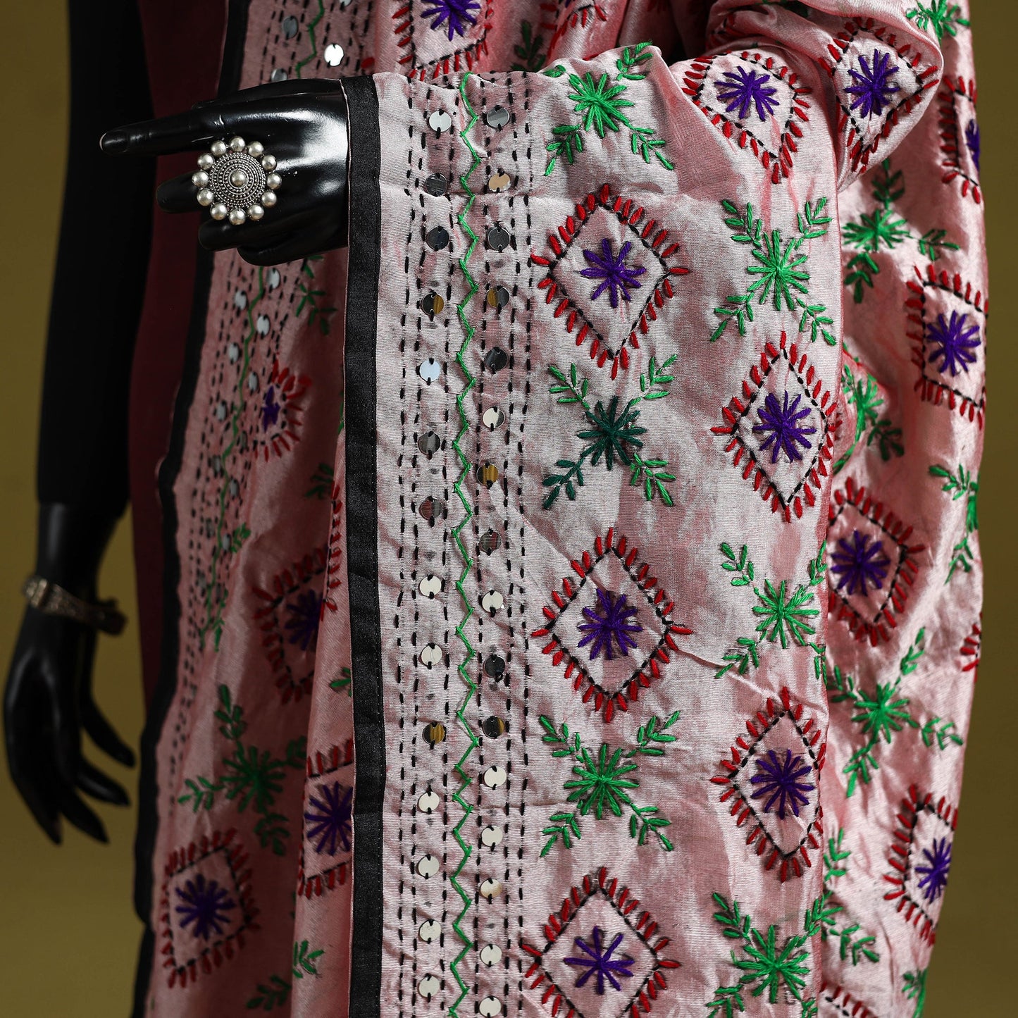 Ranihati chapa work chanderi silk hand embroidery dupatta