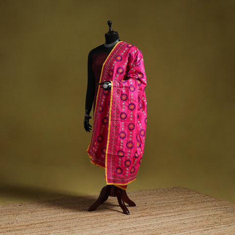 Ranihati chapa work chanderi silk hand embroidery dupatta