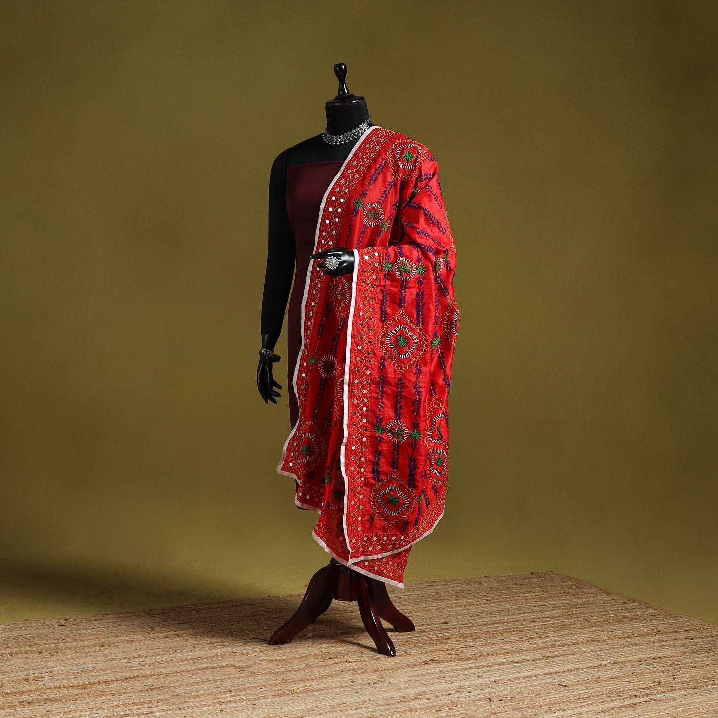 Ranihati chapa work chanderi silk hand embroidery dupatta