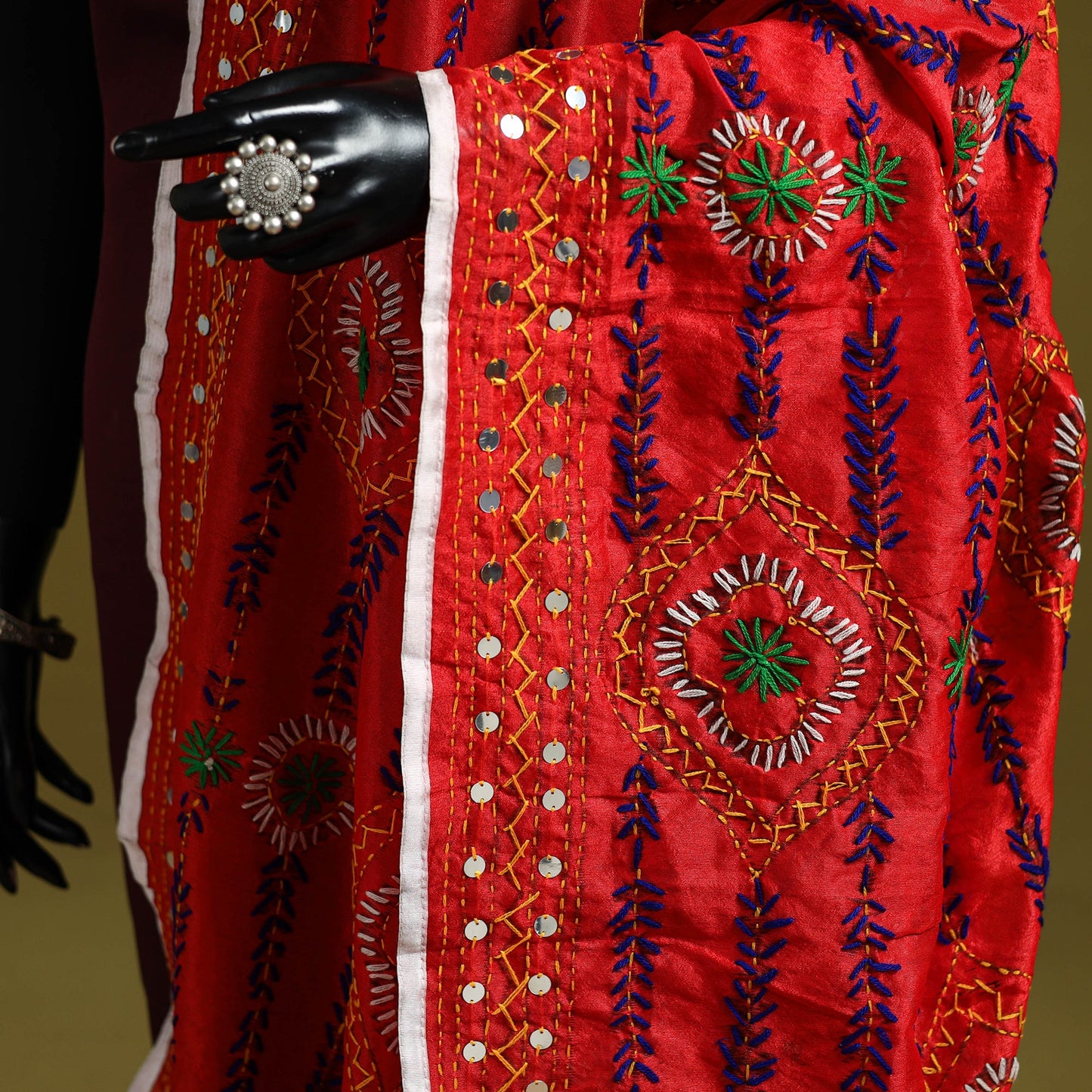 Ranihati chapa work chanderi silk hand embroidery dupatta