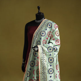 Ranihati chapa work chanderi silk hand embroidery dupatta