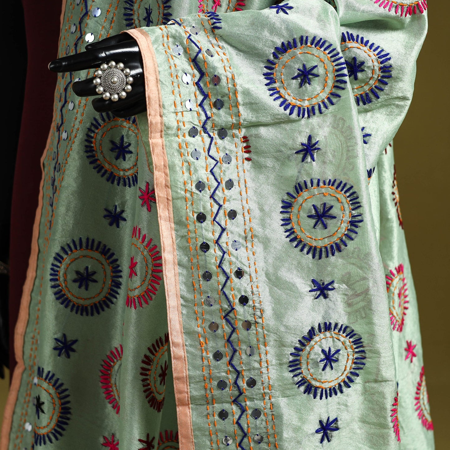 Ranihati chapa work chanderi silk hand embroidery dupatta