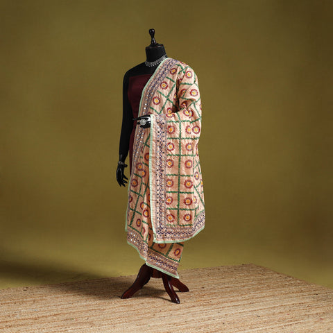 Ranihati chapa work chanderi silk hand embroidery dupatta