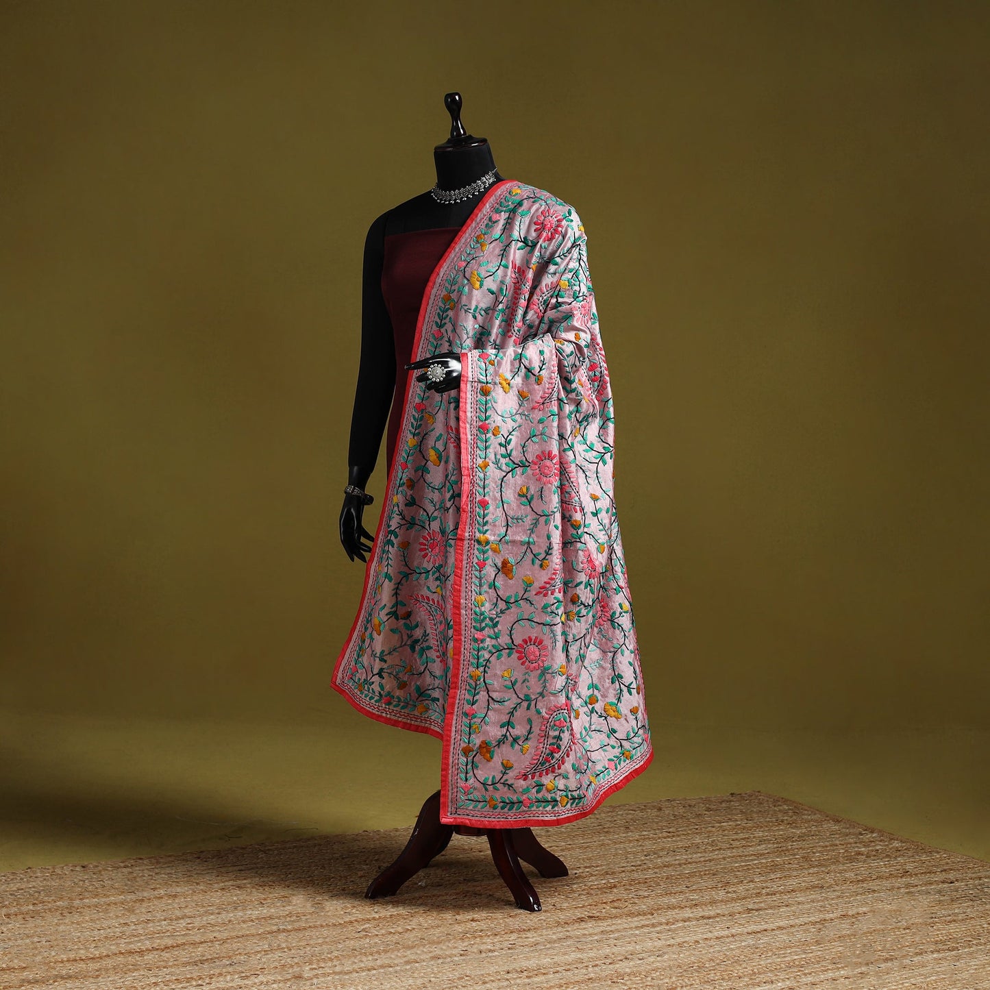 Ranihati chapa work chanderi silk hand embroidery dupatta