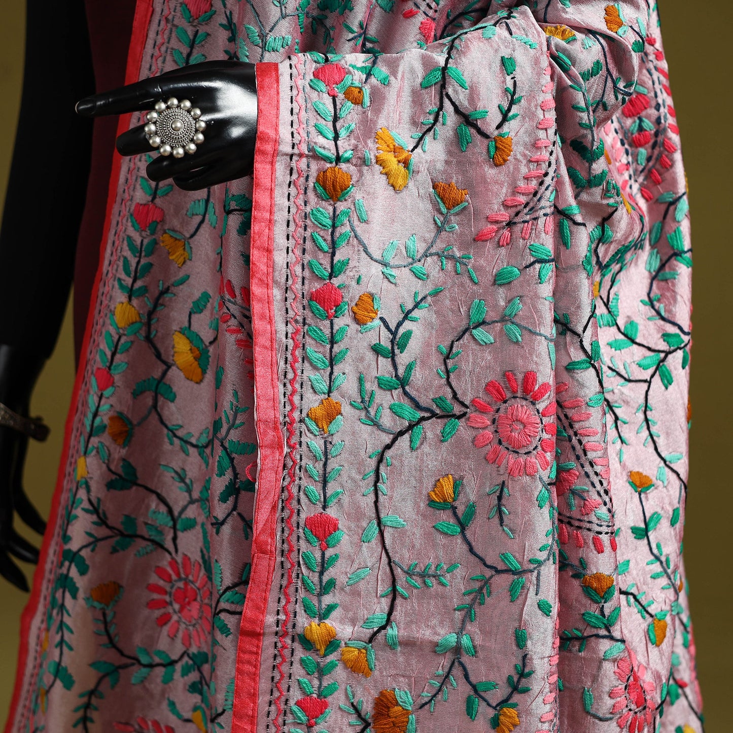 Ranihati chapa work chanderi silk hand embroidery dupatta