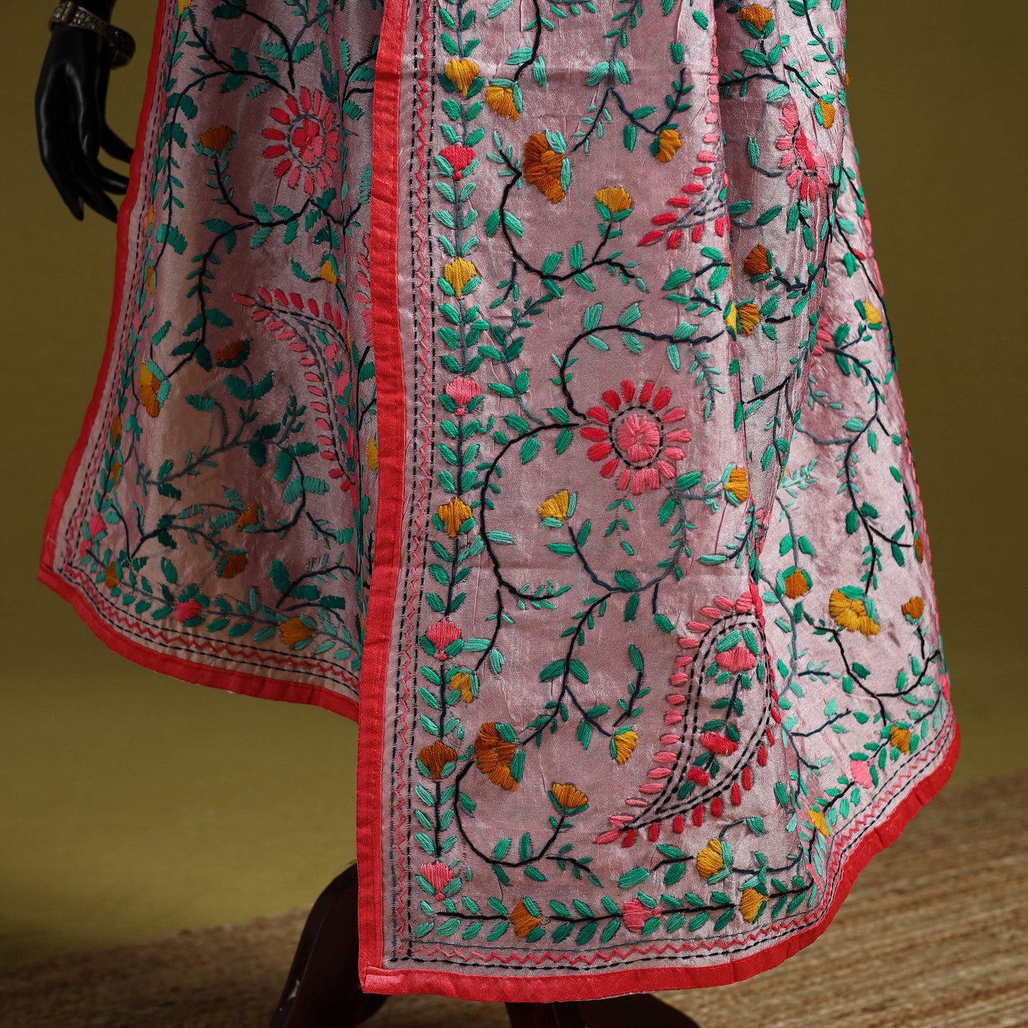 Ranihati chapa work chanderi silk hand embroidery dupatta