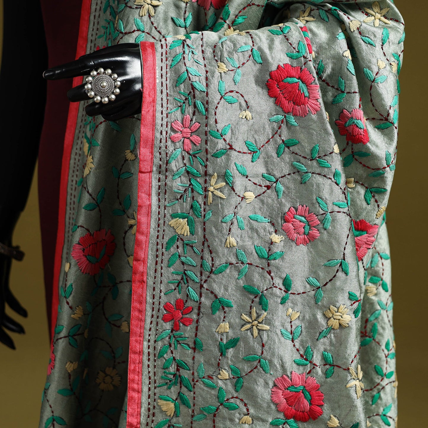 Ranihati chapa work chanderi silk hand embroidery dupatta