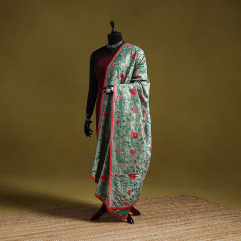 Ranihati chapa work chanderi silk hand embroidery dupatta