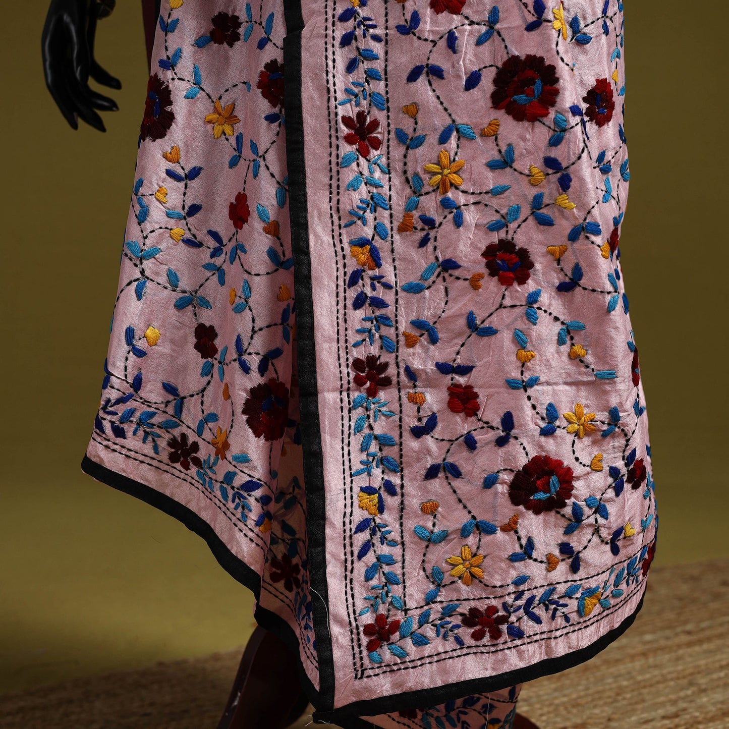 Ranihati chapa work chanderi silk hand embroidery dupatta