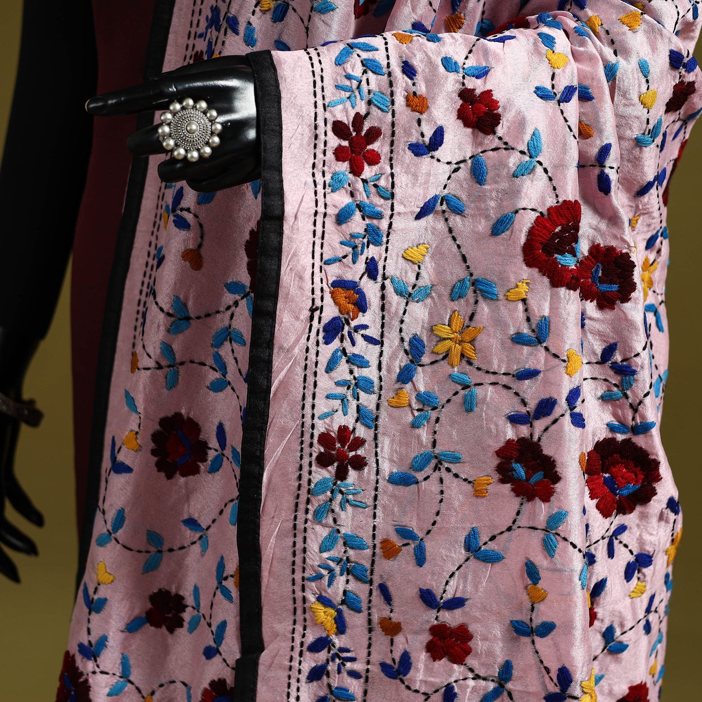 Ranihati chapa work chanderi silk hand embroidery dupatta