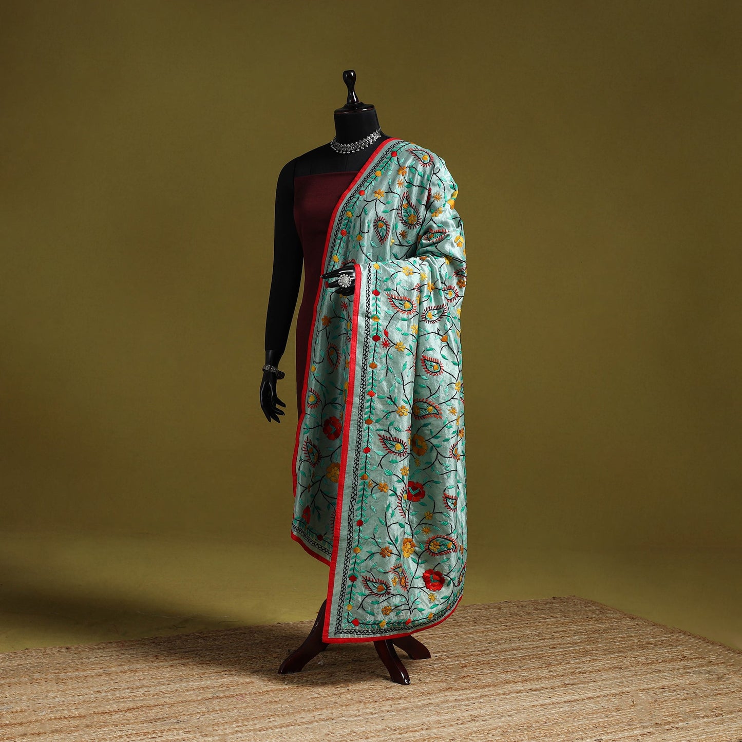 Ranihati chapa work chanderi silk hand embroidery dupatta