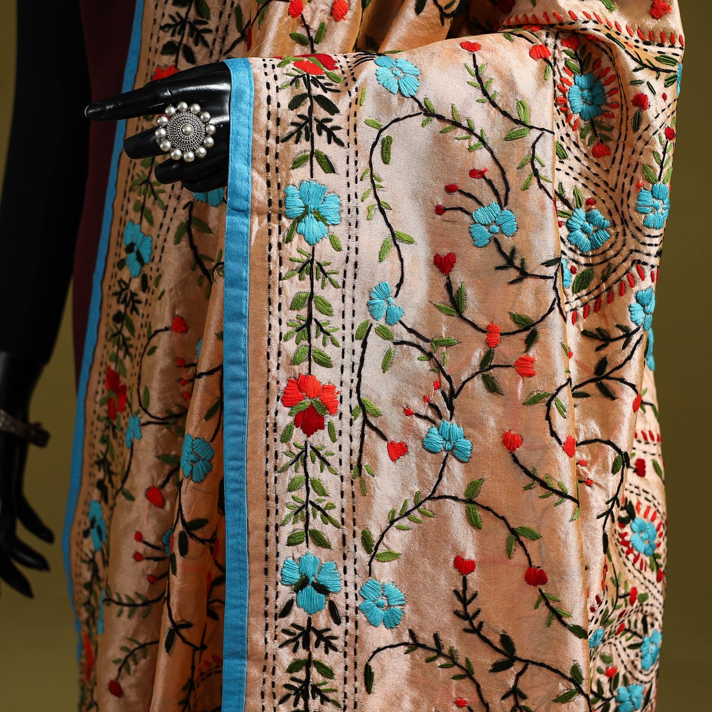 Ranihati chapa work chanderi silk hand embroidery dupatta