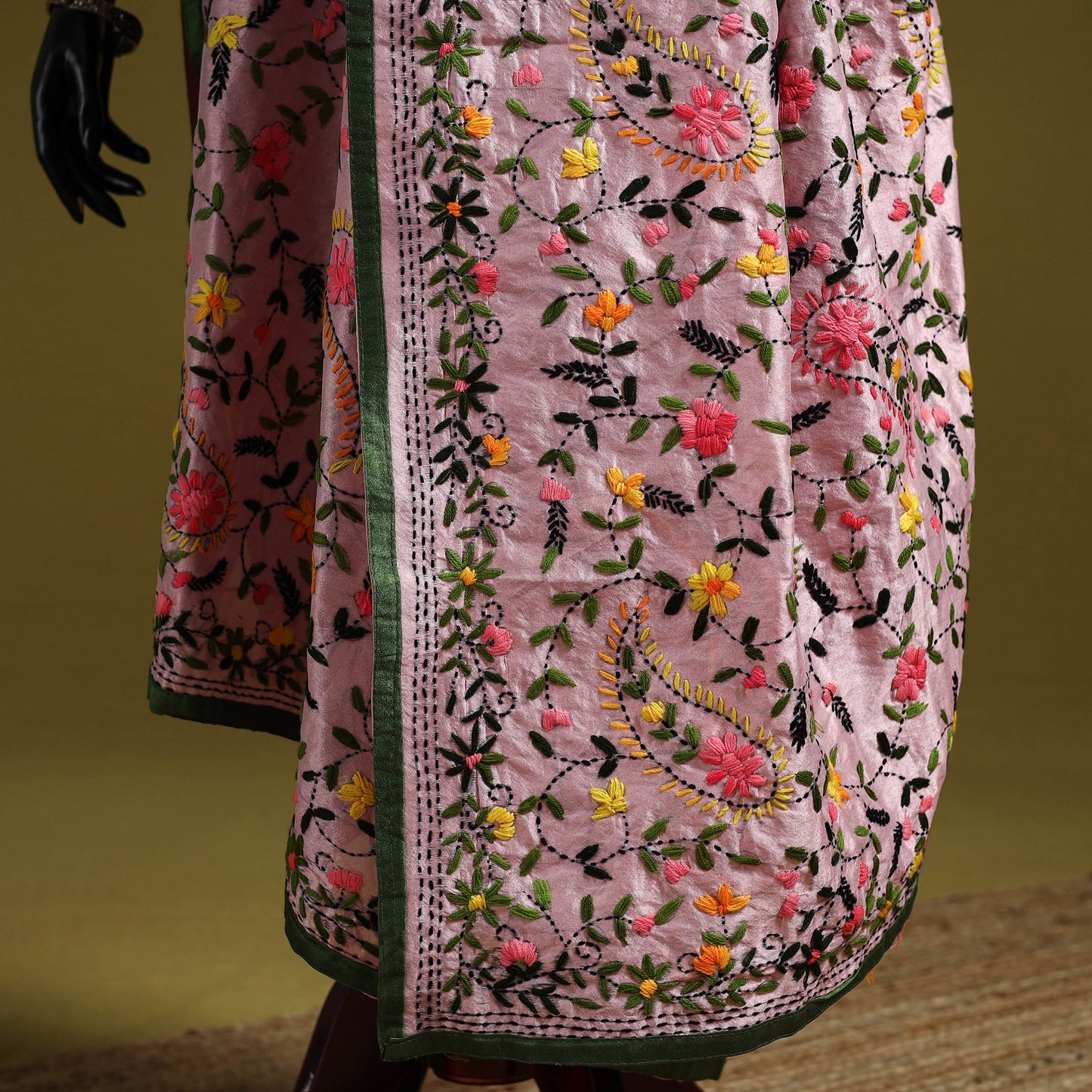 Ranihati chapa work chanderi silk hand embroidery dupatta