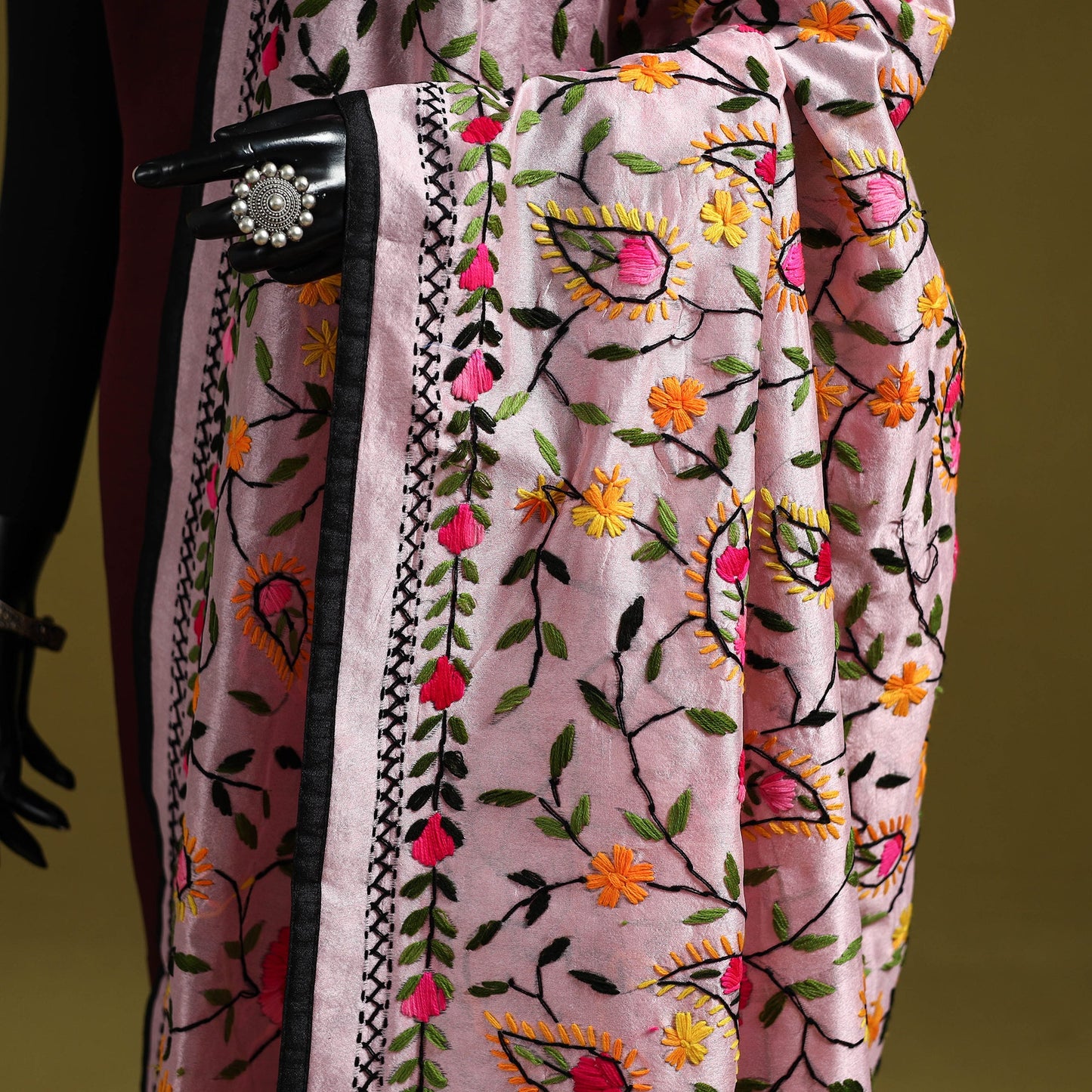 Ranihati chapa work chanderi silk hand embroidery dupatta