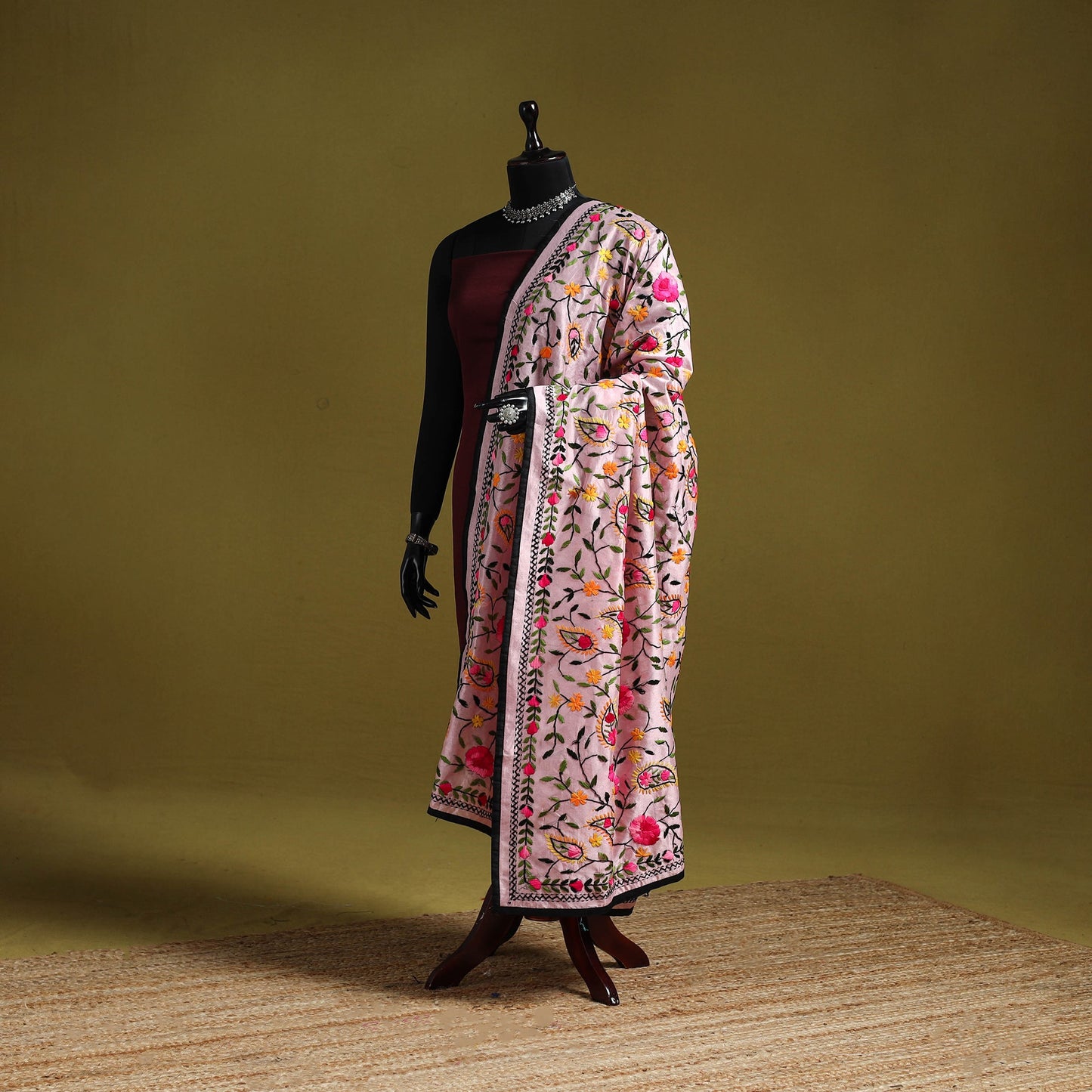 Ranihati chapa work chanderi silk hand embroidery dupatta