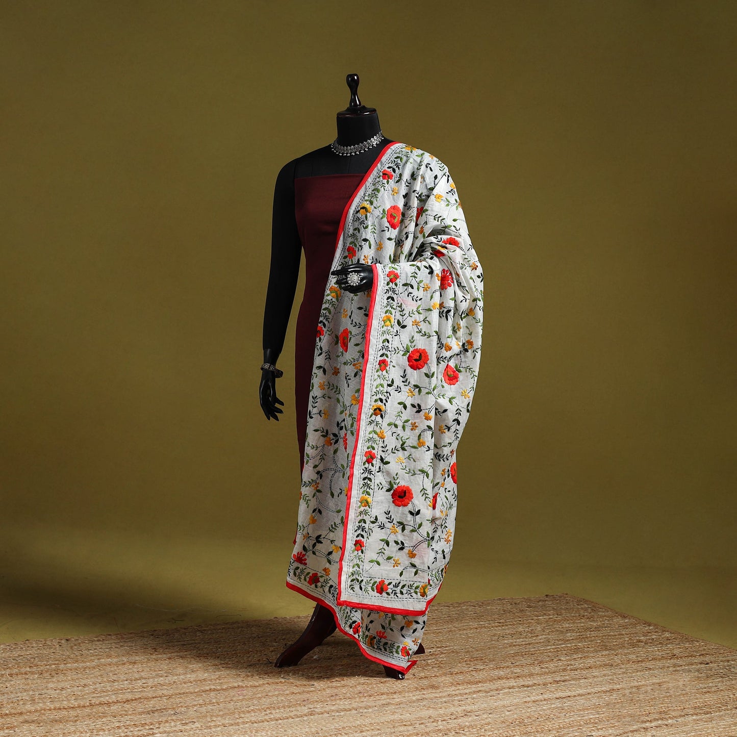 Ranihati chapa work chanderi silk hand embroidery dupatta