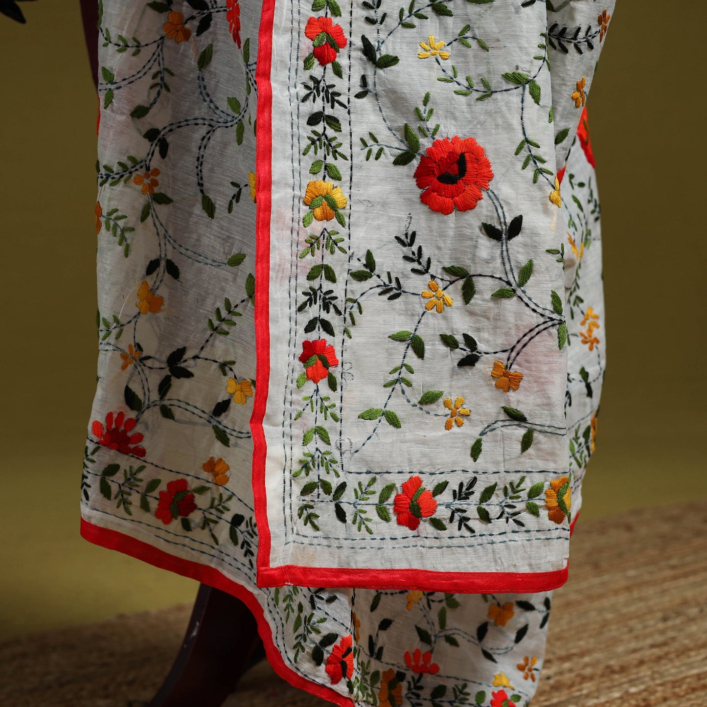 Ranihati chapa work chanderi silk hand embroidery dupatta