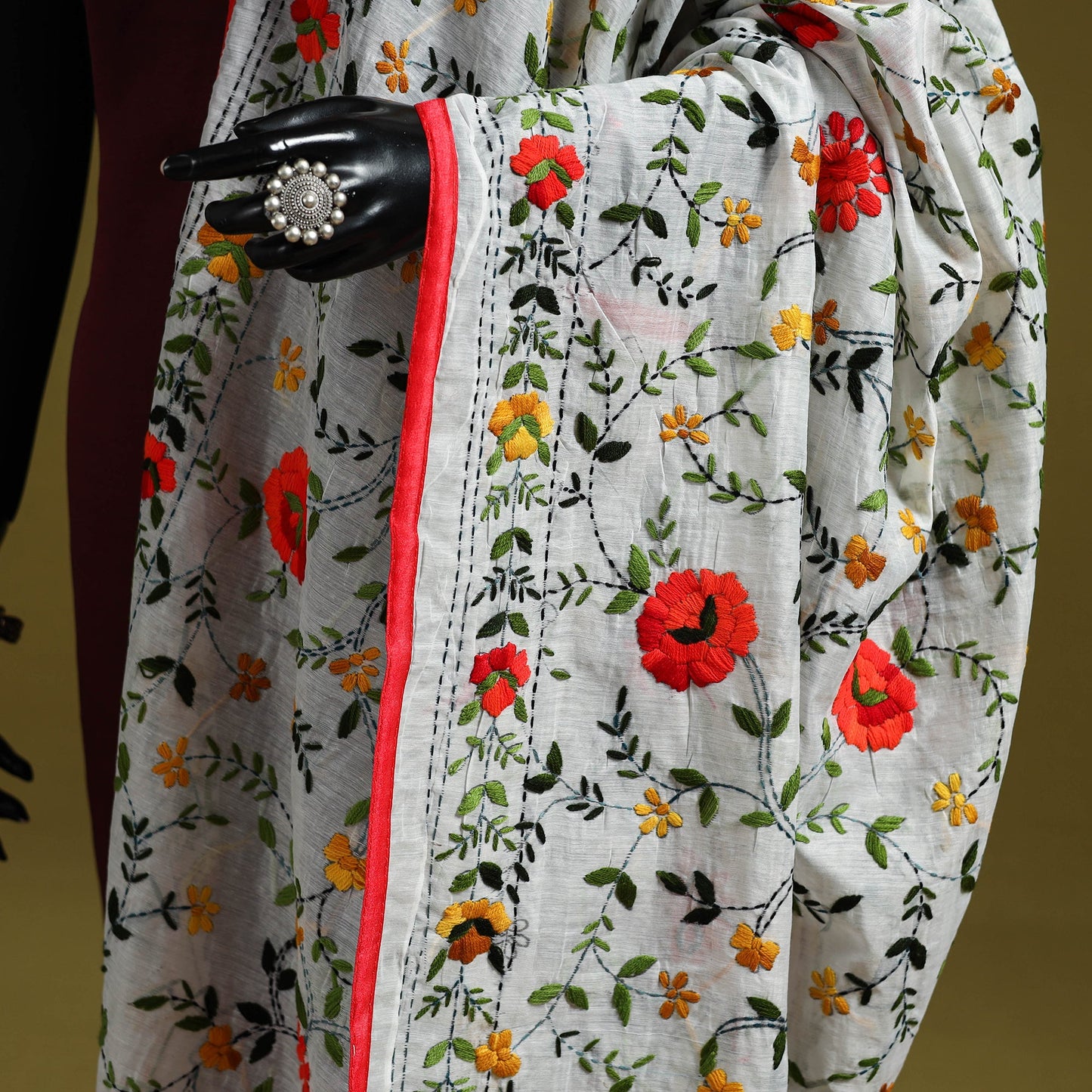 Ranihati chapa work chanderi silk hand embroidery dupatta