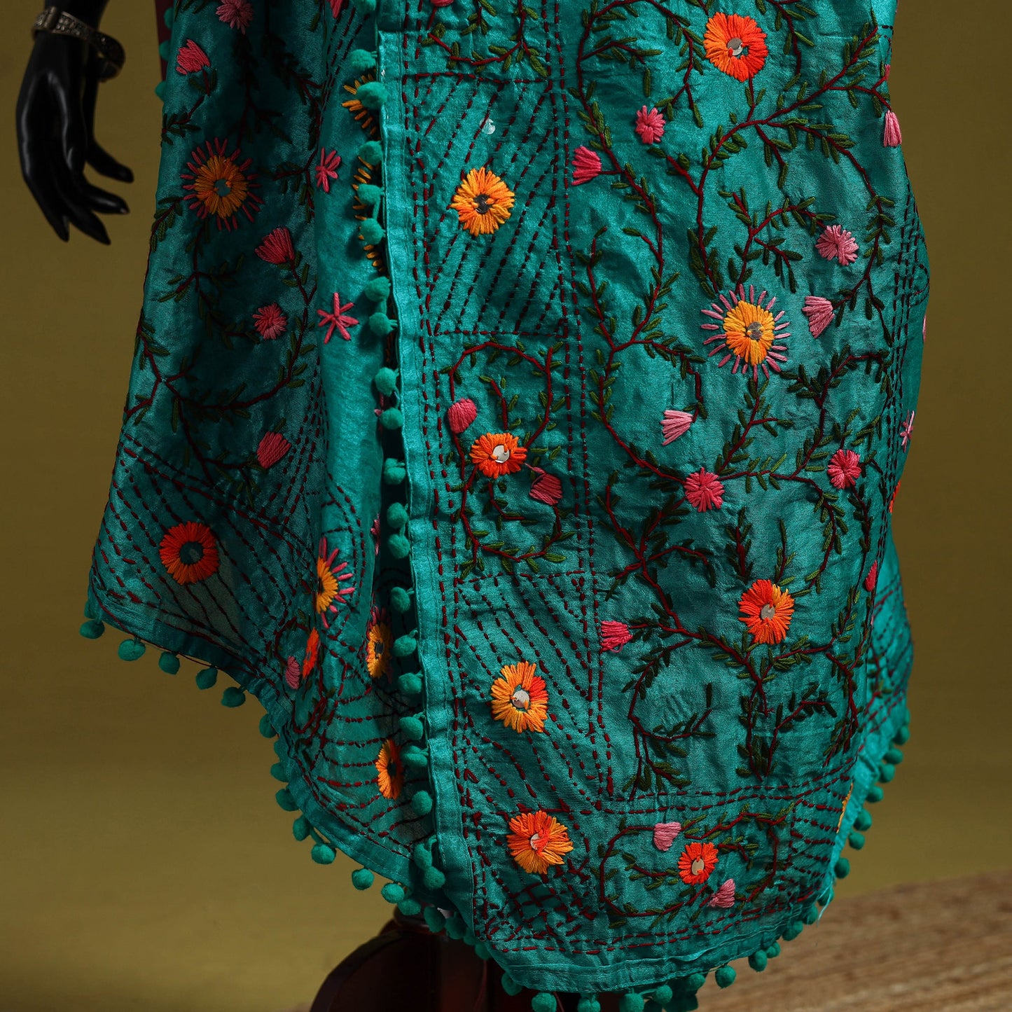 Ranihati chapa work chanderi silk hand embroidery dupatta