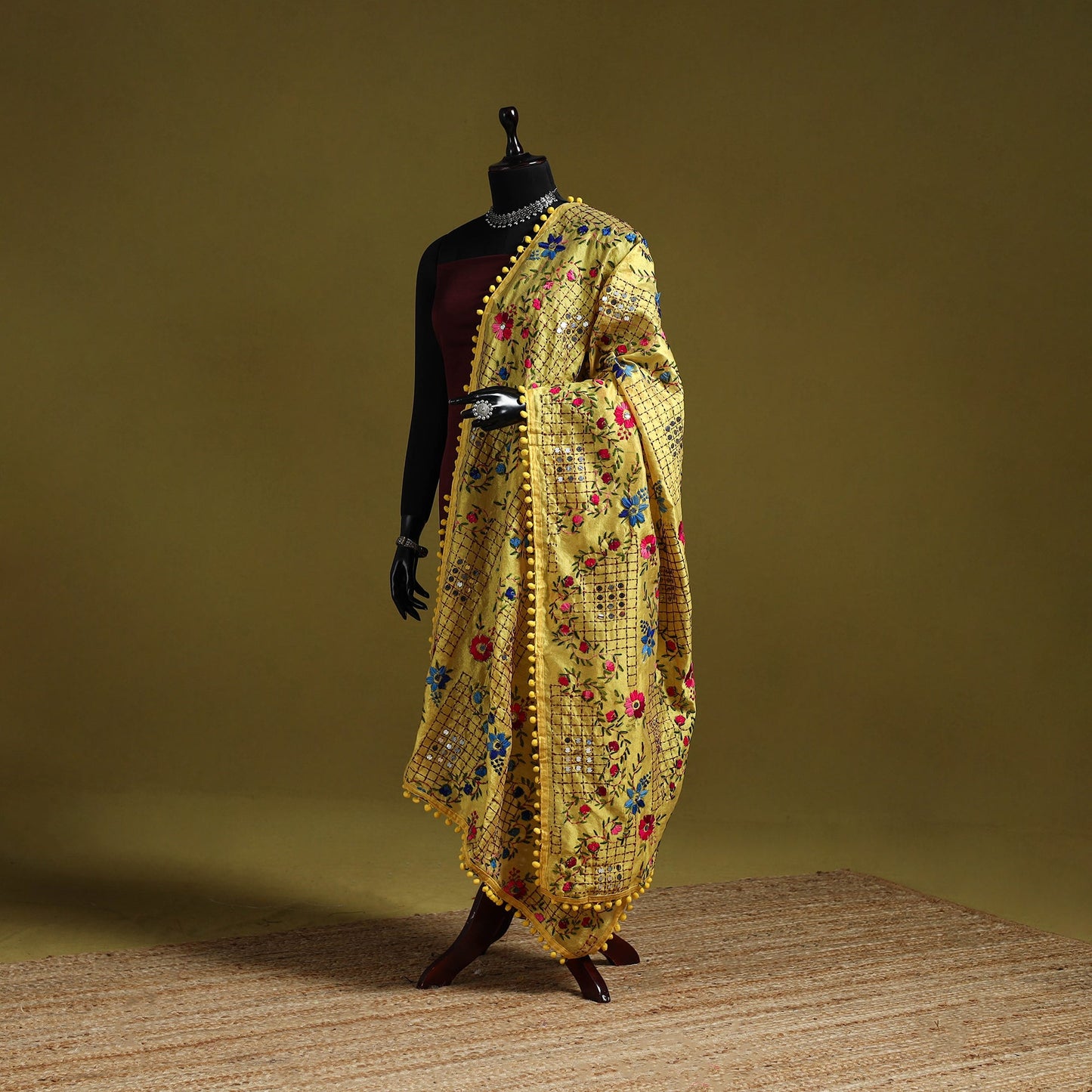 Ranihati chapa work chanderi silk hand embroidery dupatta