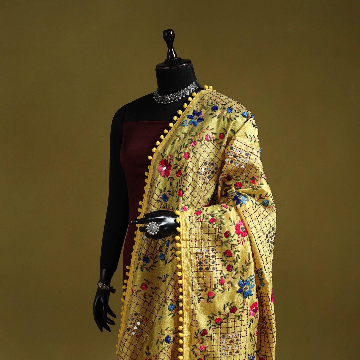 Ranihati chapa work chanderi silk hand embroidery dupatta