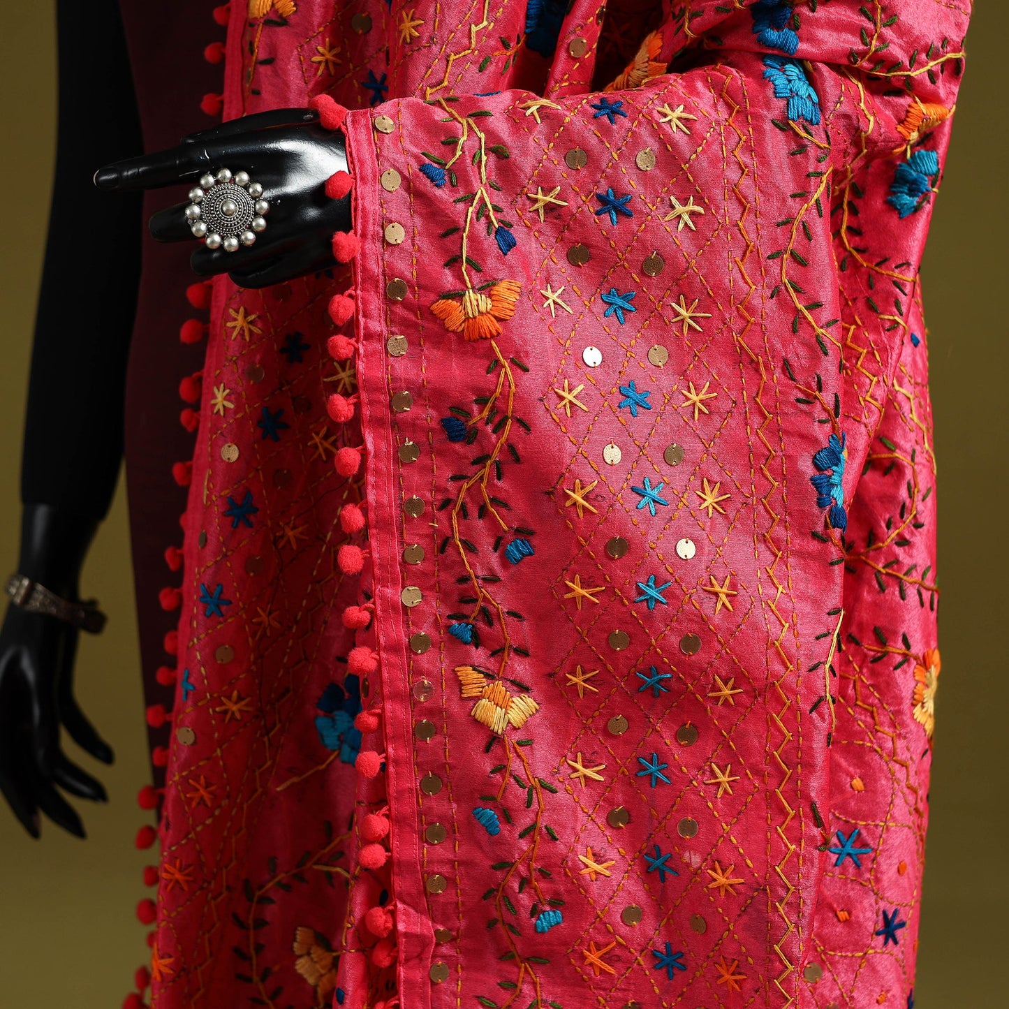 Ranihati chapa work chanderi silk hand embroidery dupatta