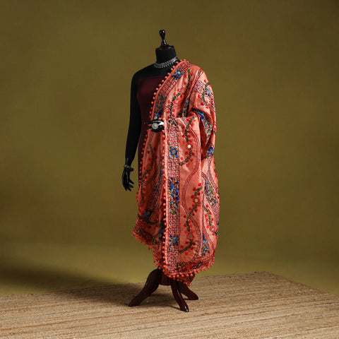 Ranihati chapa work chanderi silk hand embroidery dupatta