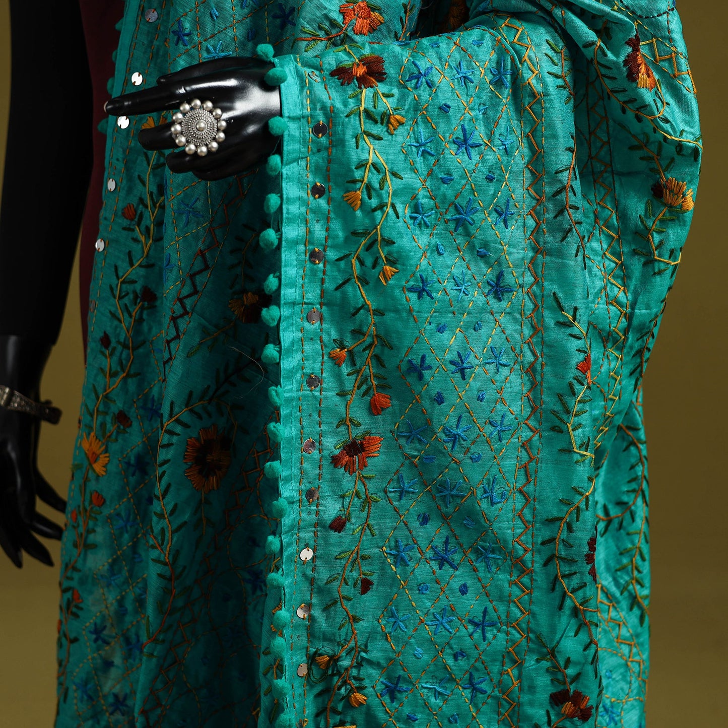 Ranihati chapa work chanderi silk hand embroidery dupatta