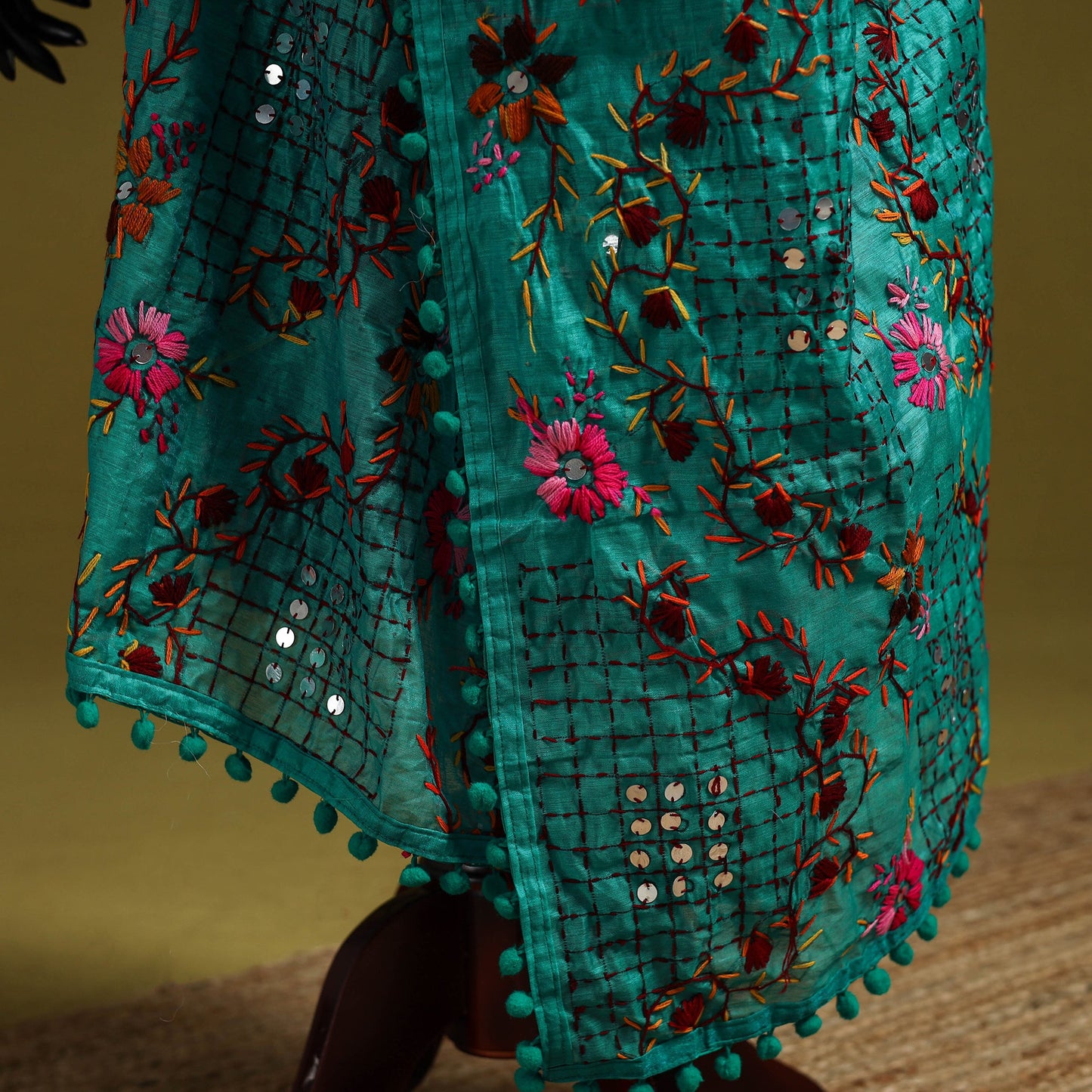 Ranihati chapa work chanderi silk hand embroidery dupatta