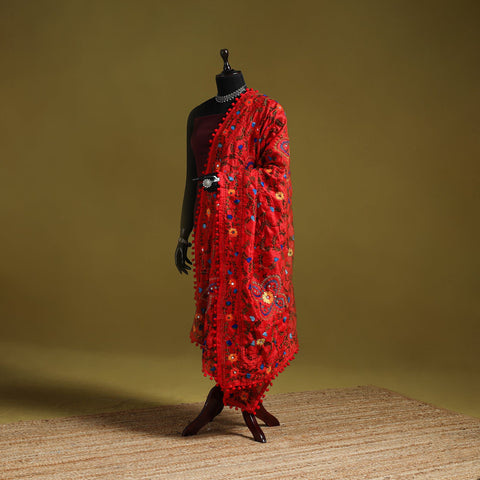 Ranihati chapa work chanderi silk hand embroidery dupatta