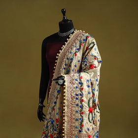 Ranihati chapa work chanderi silk hand embroidery dupatta