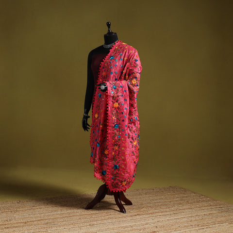 Ranihati chapa work chanderi silk hand embroidery dupatta