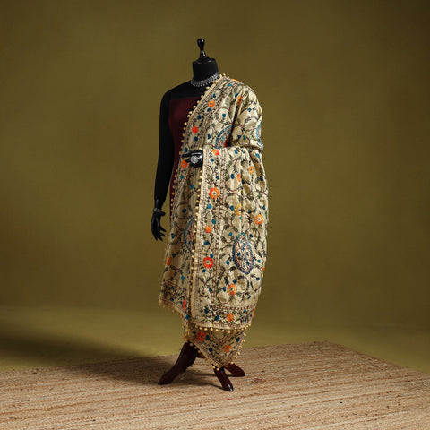 Ranihati chapa work chanderi silk hand embroidery dupatta