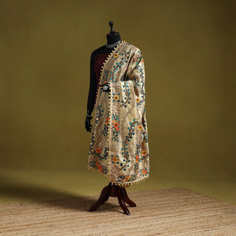 Ranihati chapa work chanderi silk hand embroidery dupatta