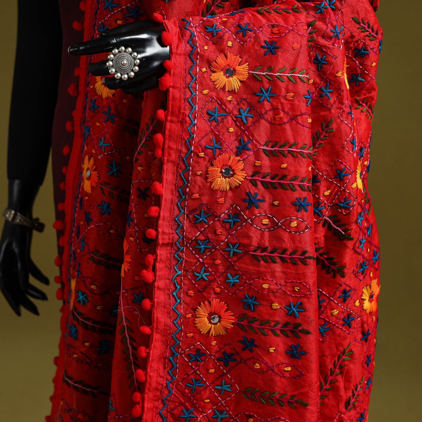 Ranihati chapa work chanderi silk hand embroidery dupatta