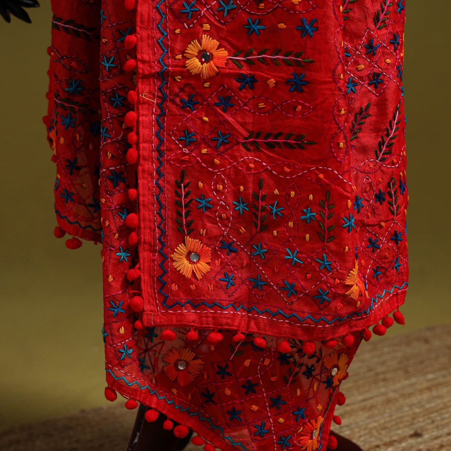 Ranihati chapa work chanderi silk hand embroidery dupatta