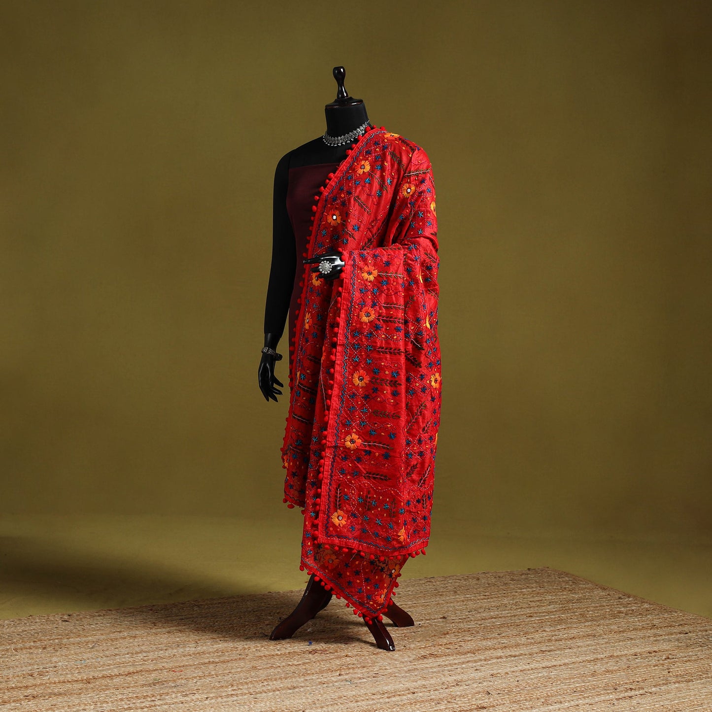 Ranihati chapa work chanderi silk hand embroidery dupatta