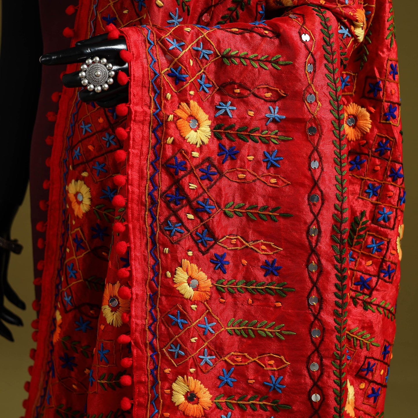 Ranihati chapa work chanderi silk hand embroidery dupatta