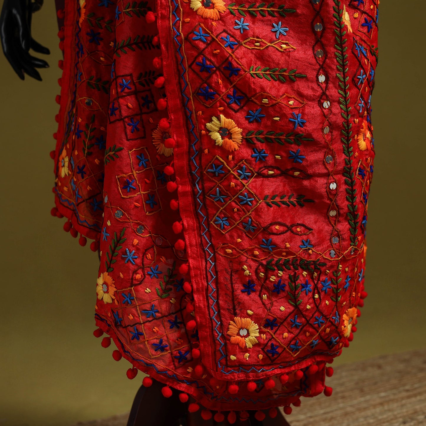 Ranihati chapa work chanderi silk hand embroidery dupatta