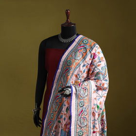 Ranihati madhubani chapa work chanderi silk hand embroidery