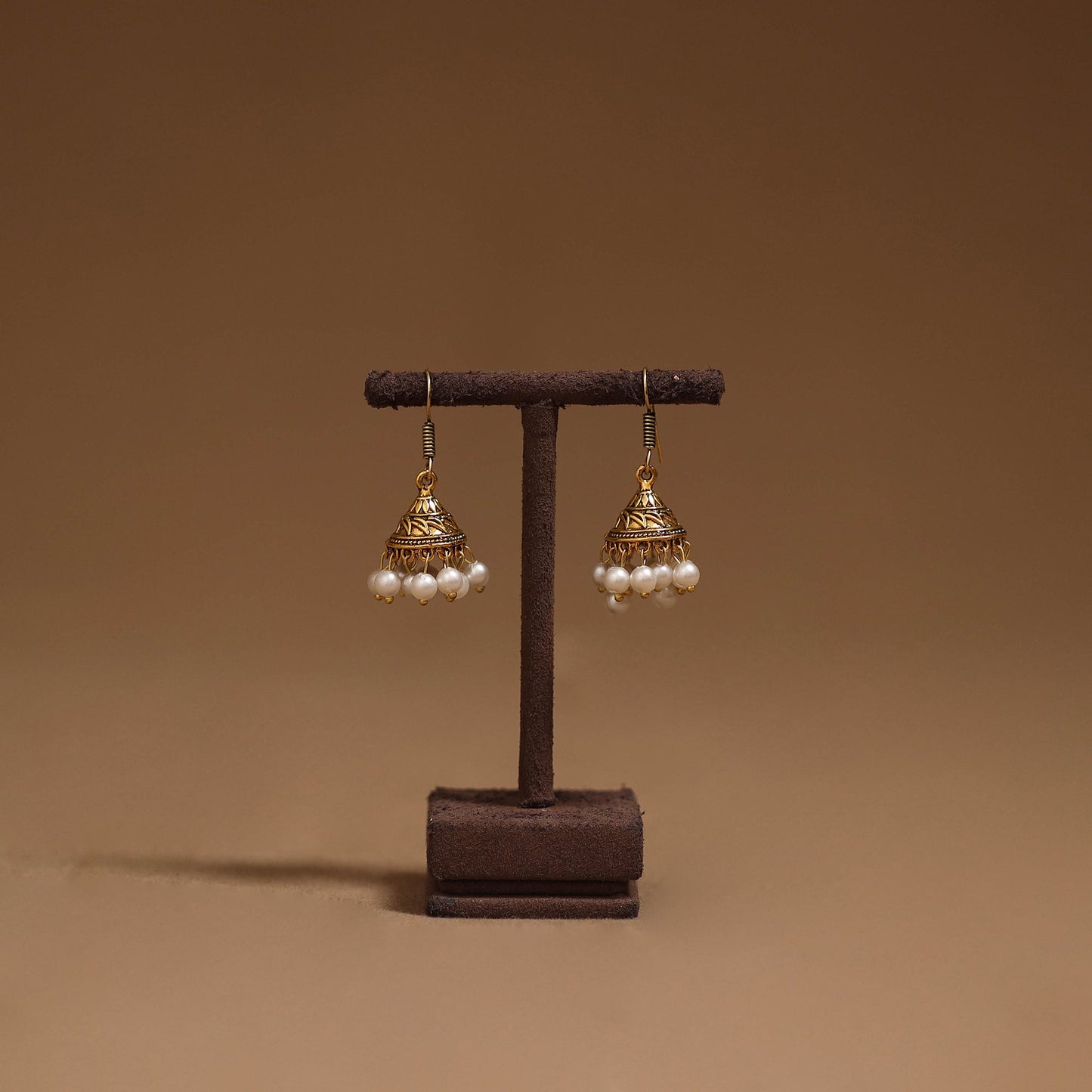 Rashi golden gs beaded jhumki earrings - handcrafted