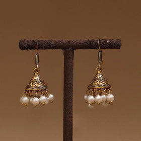 Rashi golden gs beaded jhumki earrings - handcrafted
