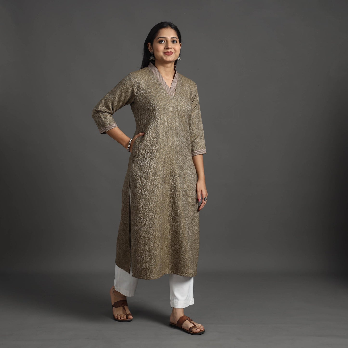Buy Rasika Brown Merino Woolen Kurta