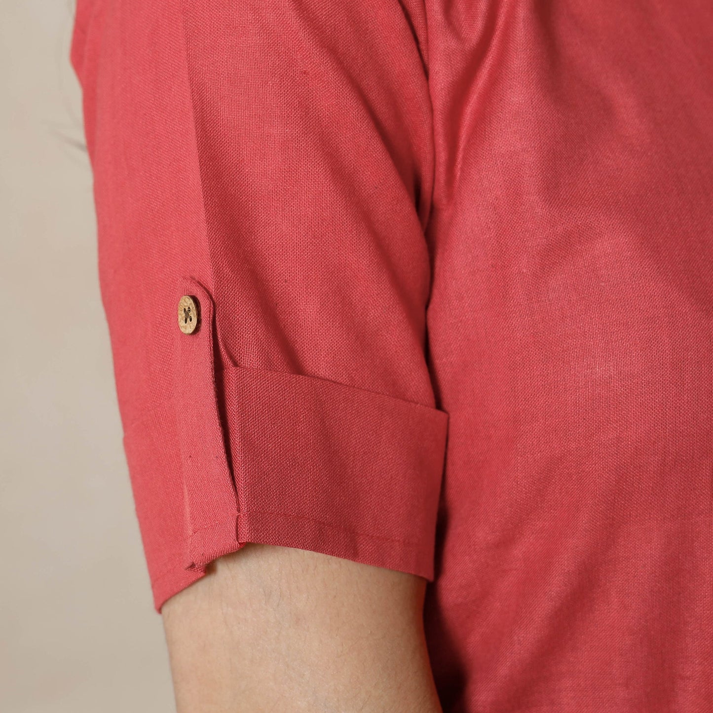  Rayon Dark Pink Linen Viscose Plain Long Kurta 