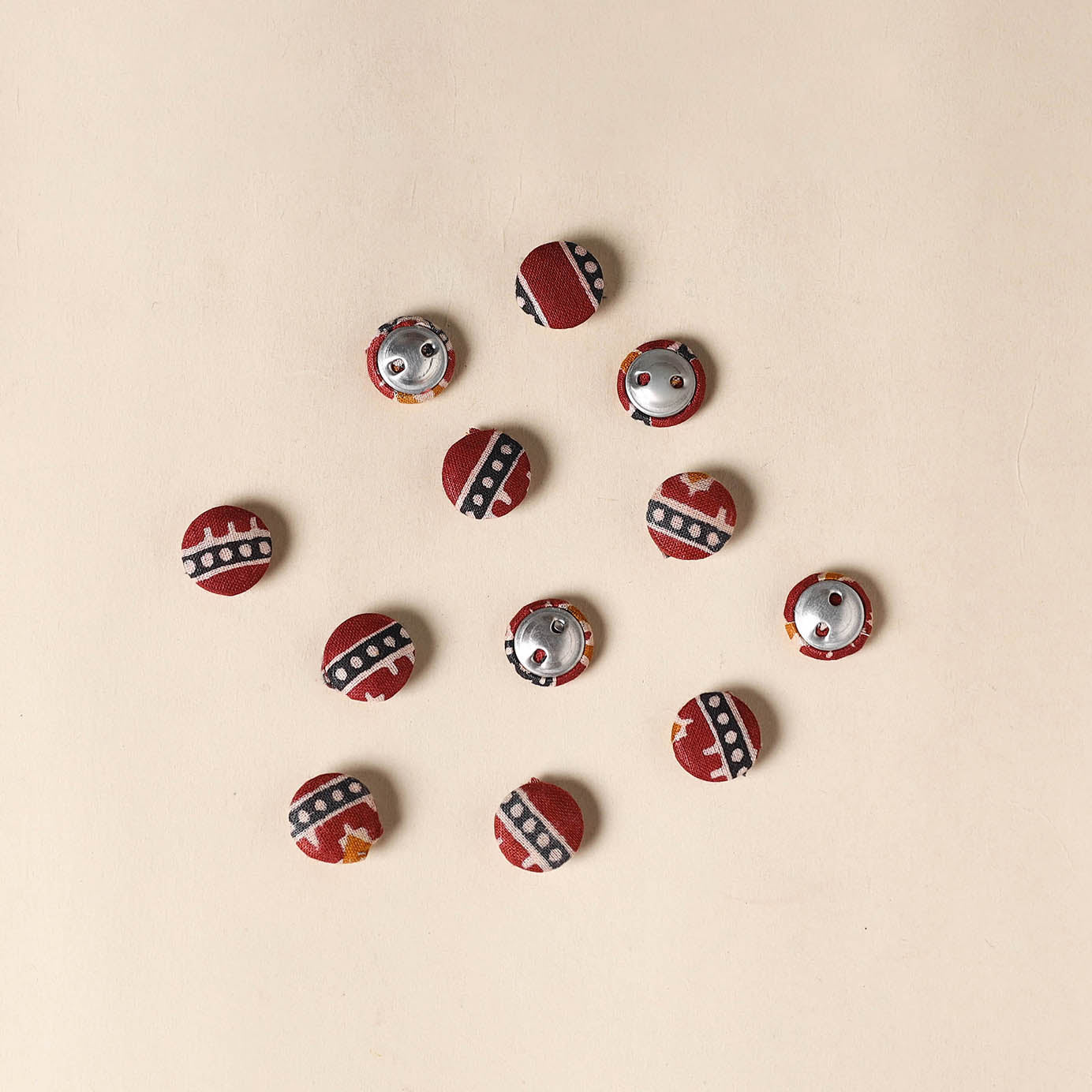  Red Handmade Fabric Button Small at iTokri