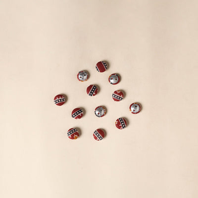  Red Handmade Fabric Button Small at iTokri
