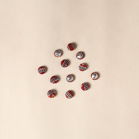  Red Handmade Fabric Button Small at iTokri